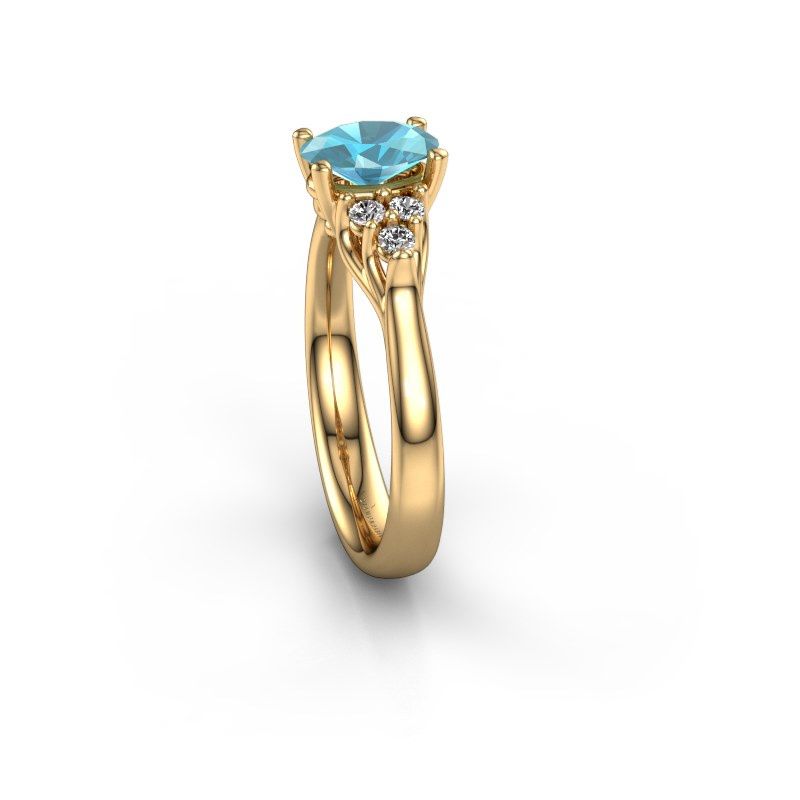 Afbeelding van Verlovingsring Monika OVL<br/>585 goud<br/>Blauw topaas 7x5 mm