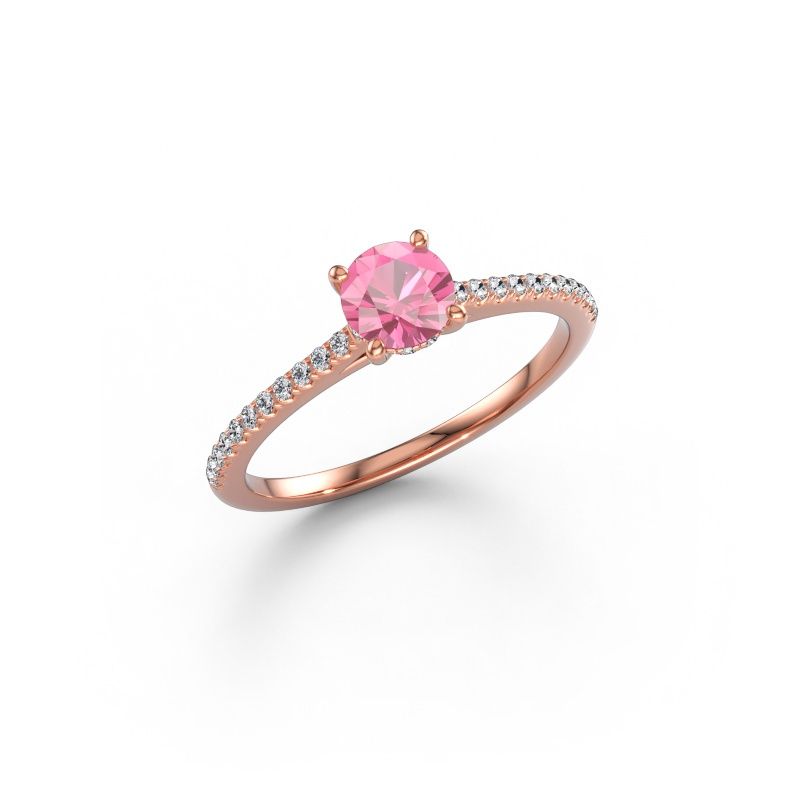 Forlovelsesring Sophie RND 585 roségull rosa safir 5 mm