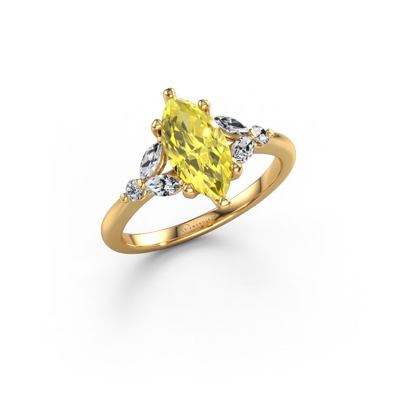 Engagement ring Megan MRQ 585 gold yellow lab grown diamond 11x5.5 mm