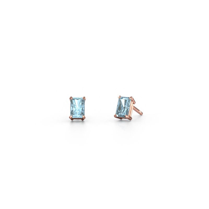 Stud earrings Sam RAD 585 rose gold blue lab grown diamond 6x4 mm