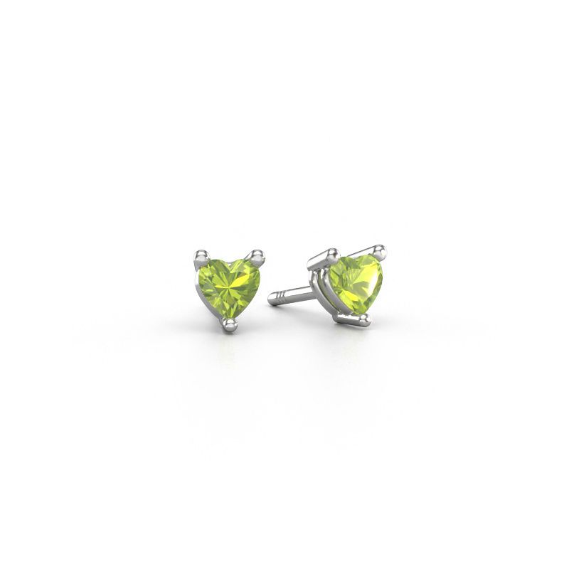 Clous d'oreilles Garnet 585 or blanc péridot 4 mm