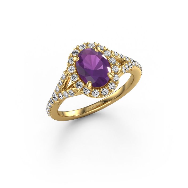 Engagement ring Kimber OVL 585 gold amethyst 8x6 mm