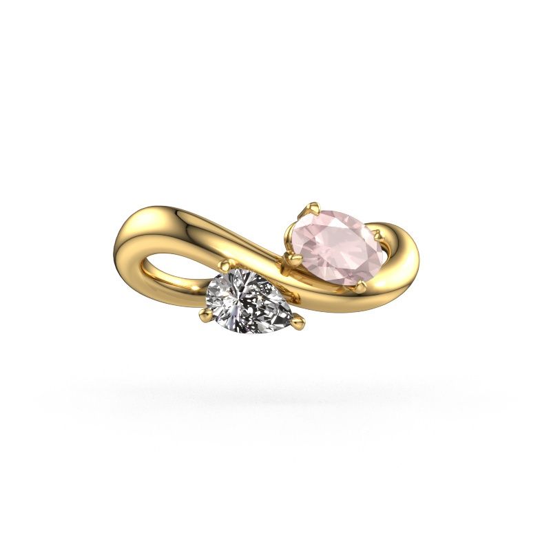 Engagement ring Chloe OVL-PER 585 gold morganite champagne 6.5x4.5 mm