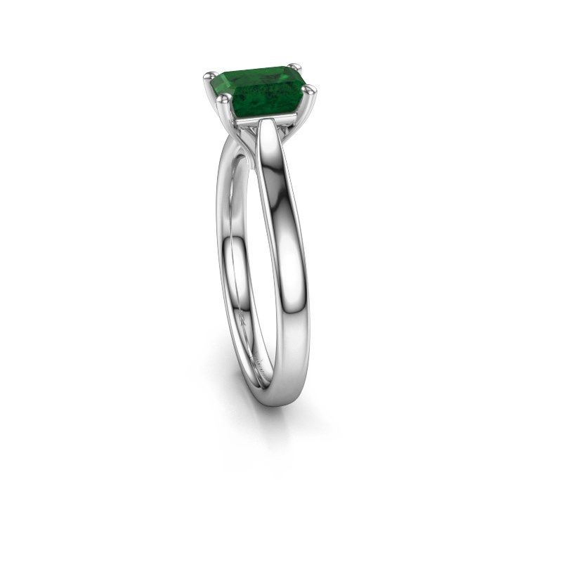 Afbeelding van Verlovingsring Mignon eme 1 585 witgoud smaragd 6.5x4.5 mm