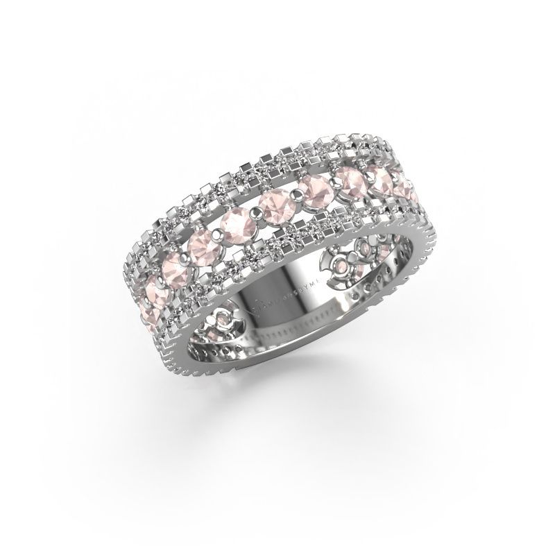 Bague Elizbeth 2 585 or blanc champagne morganite 2.4 mm