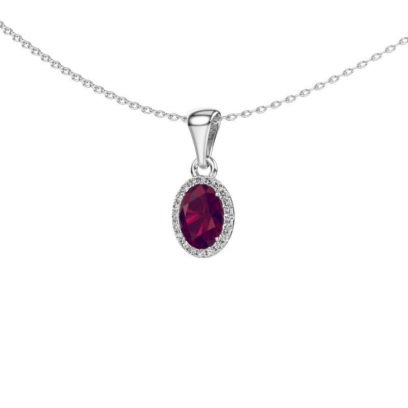 Pendant Seline ovl 585 white gold rhodolite 7x5 mm