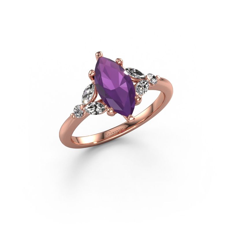 Verlovingsring Megan MRQ 585 rosé goud amethist 11x5.5 mm
