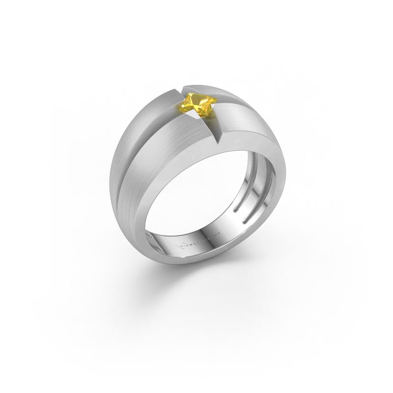 Bague pour homme Rens 950 platine saphir jaune 3.5 mm