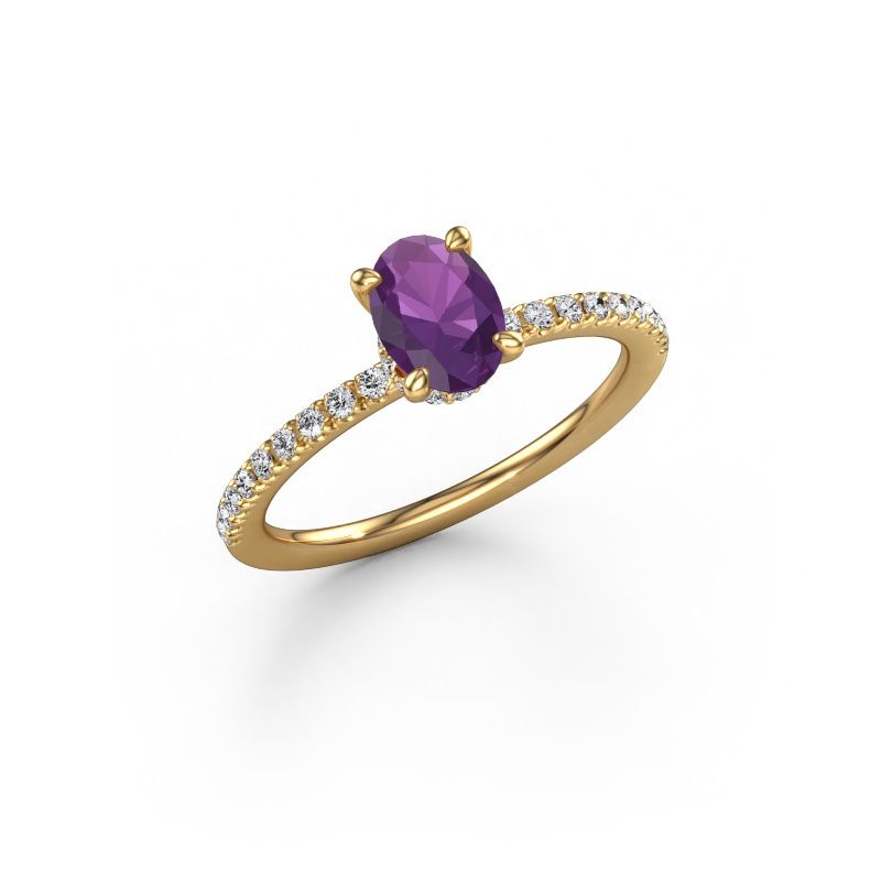 Anello di fidanzamento Crystal OVL 4 585 oro ametista 7x5 mm