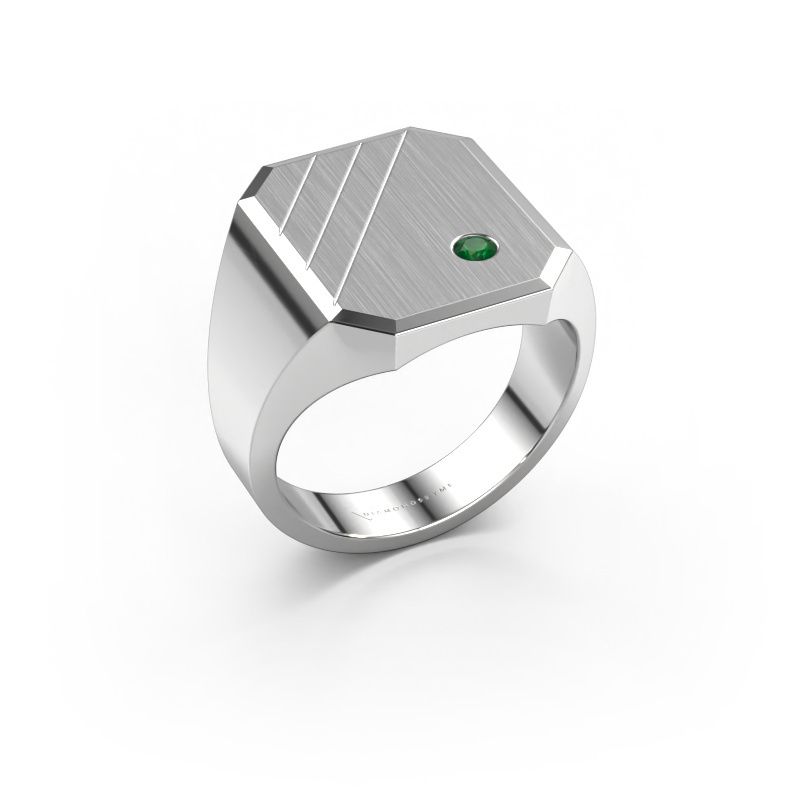 Chevalière Patrick 5 950 platine emeraude 2.5 mm