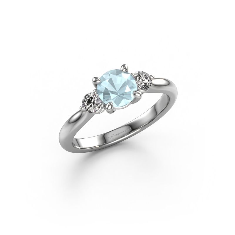Bague de fiançailles Lieselot RND 950 platine aigue-marine 6.5 mm