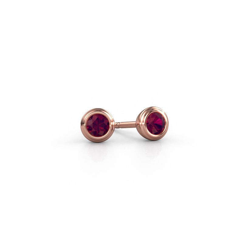 Stud earrings Shemika 585 rose gold rhodolite 4 mm