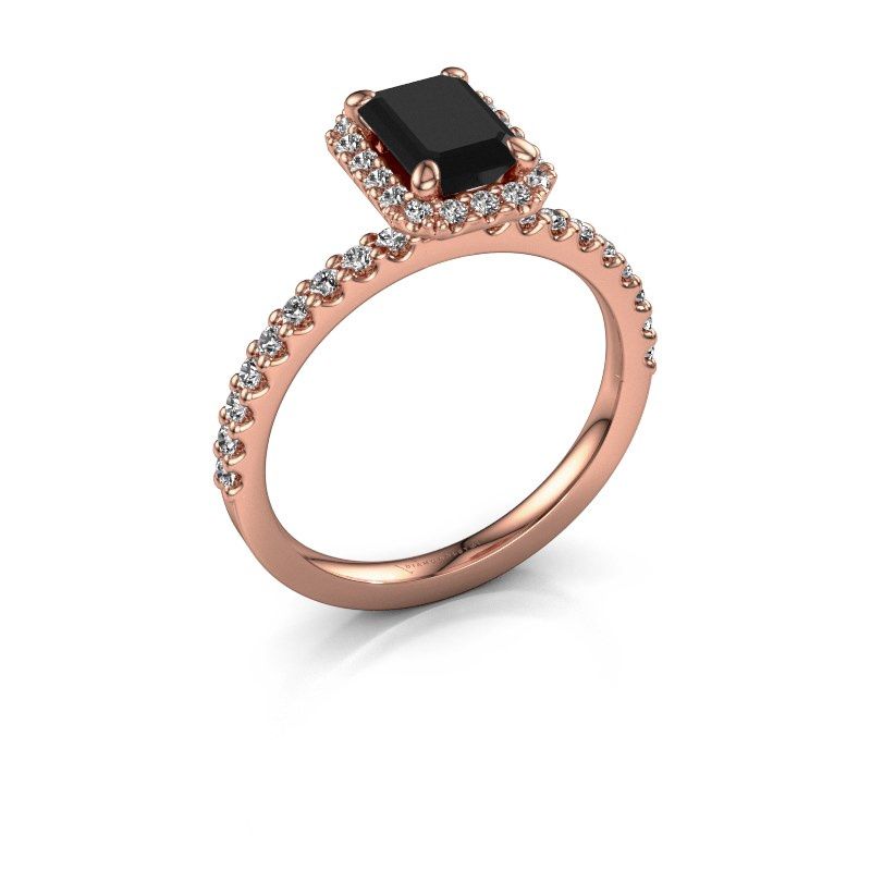 Afbeelding van Verlovingsring miranda eme<br/>585 rosé goud<br/>Zwarte diamant 1.845 crt