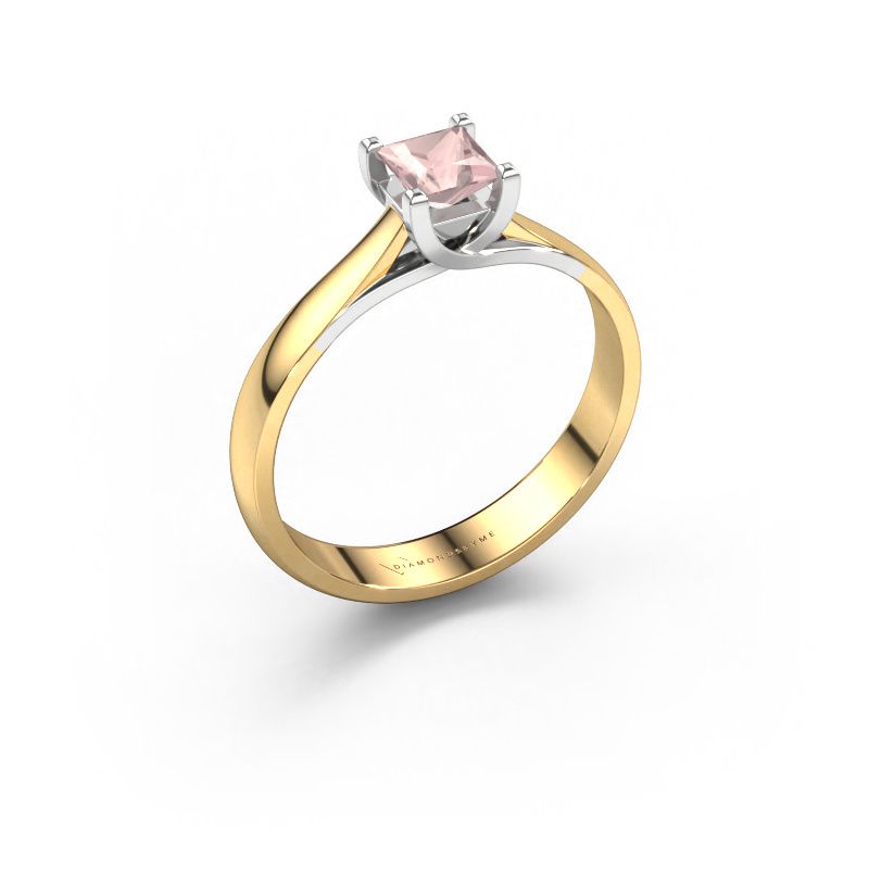 Engagement ring Mia Square 585 gold morganite champagne 4 mm