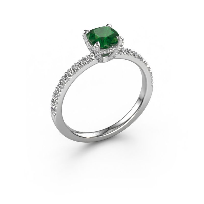 Engagement ring Saskia 1 CUS 585 white gold emerald 5.5 mm