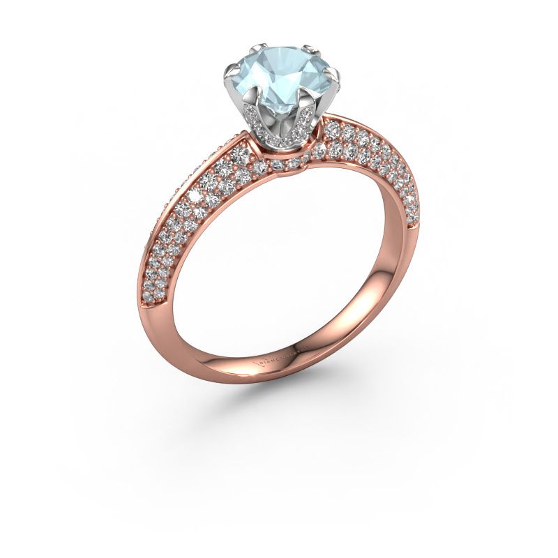 Verlobungsring Abby 585 Roségold Aquamarin 6.5 mm