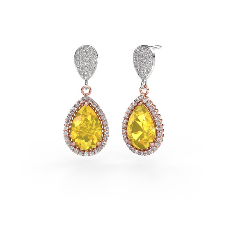 Drop earrings Tilly per 2 585 rose gold yellow sapphire 12x8 mm