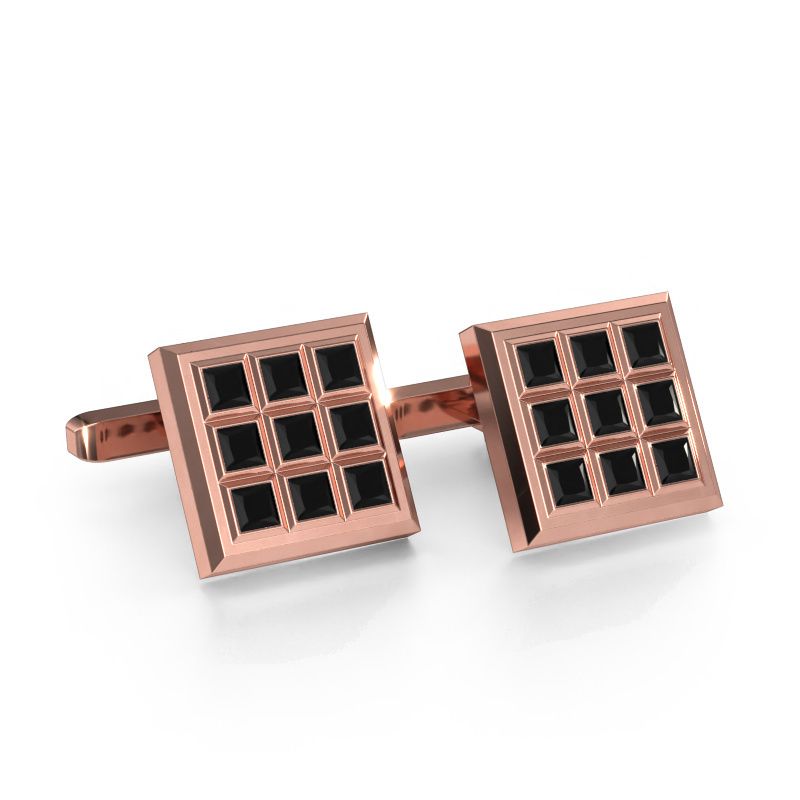Manchetknopen Clen 585 rosé goud zwarte diamant 3.67 crt