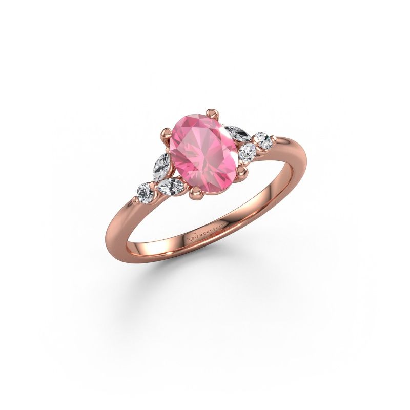 Engagement ring Megan OVL 585 rose gold pink sapphire 7,5x5,5 mm