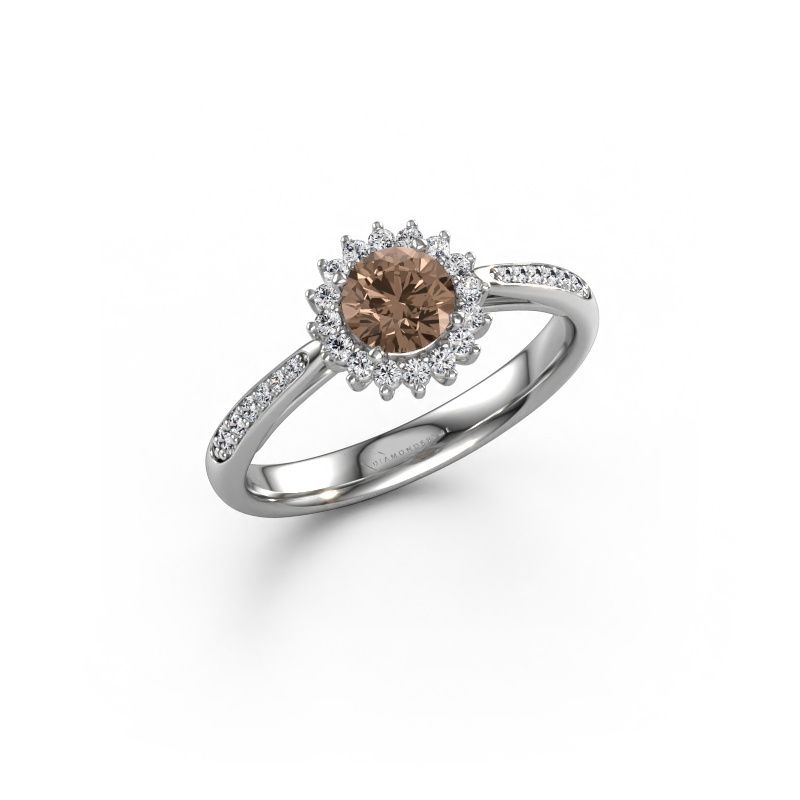 Verlovingsring Tilly RND 2 express 585 witgoud bruine diamant 0.50 crt
