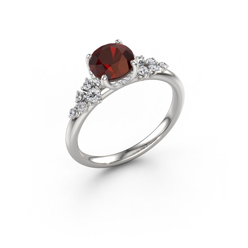 Verlovingsring Emma RND 950 platina granaat 6.5 mm