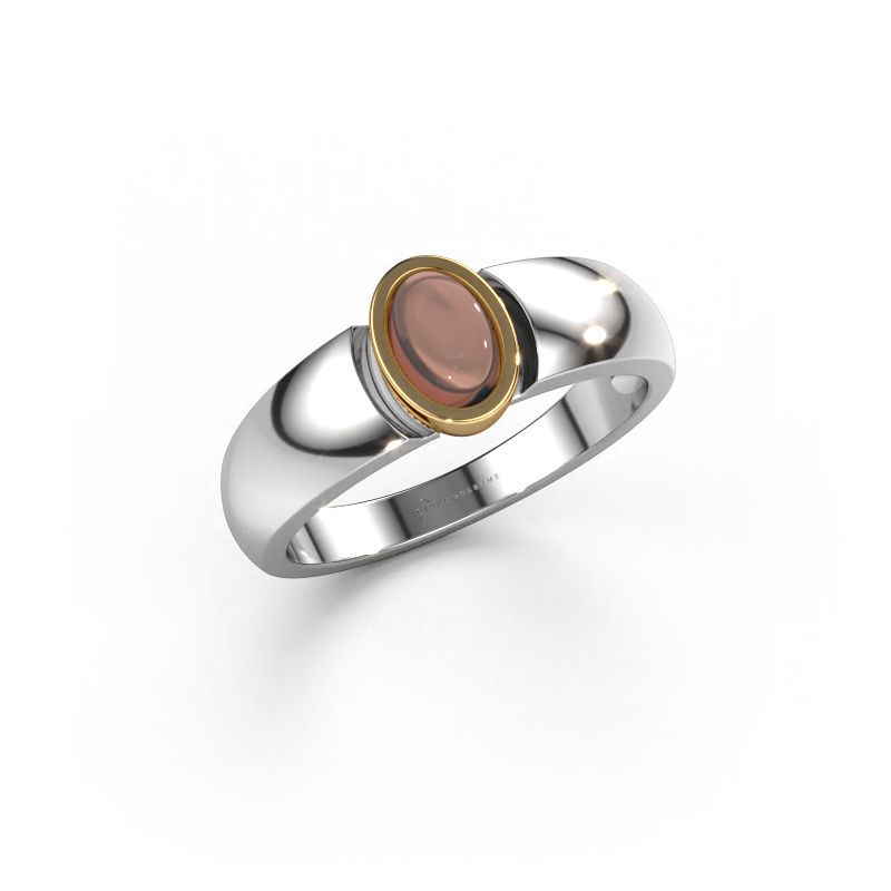 Ring Tonneke 585 Weißgold Rauchquarz 6x4 mm