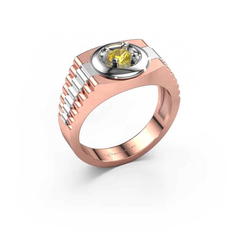 Men's ring Edward 585 rose gold yellow sapphire 4.7 mm
