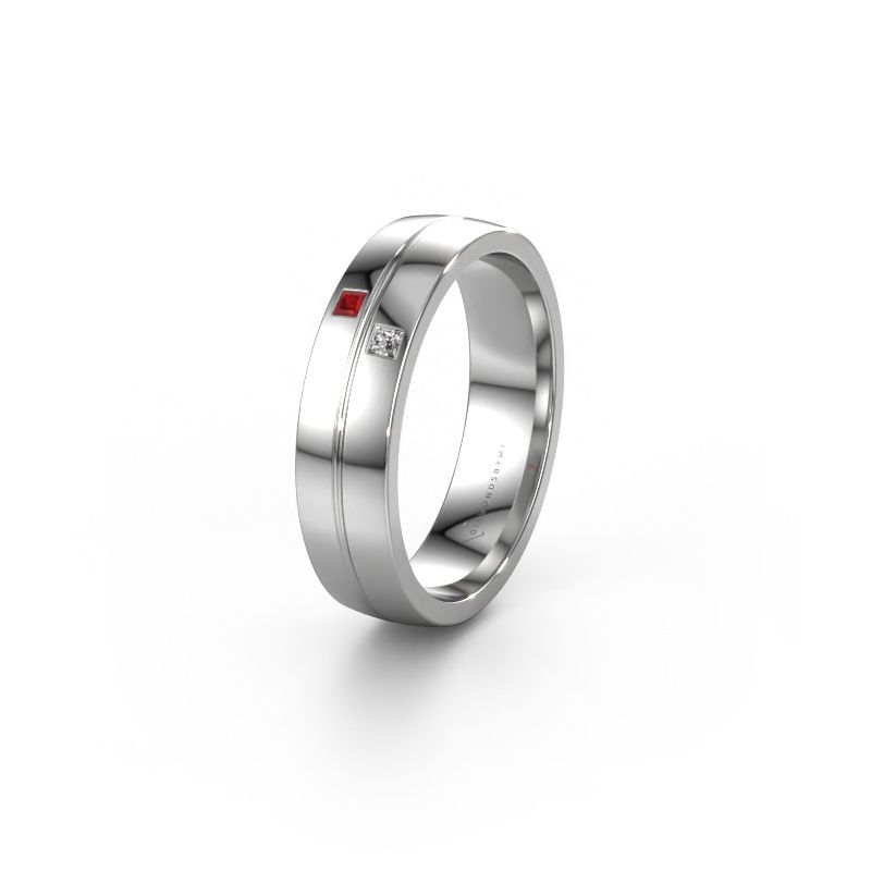 Wedding ring WH0231L25BP 585 white gold ruby ±5x2 mm