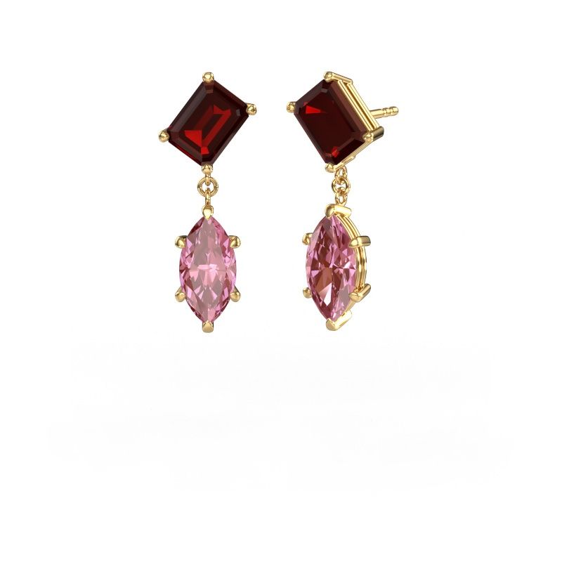 Drop earrings Toi et Moi EME MRQ 585 gold garnet 8x6 mm