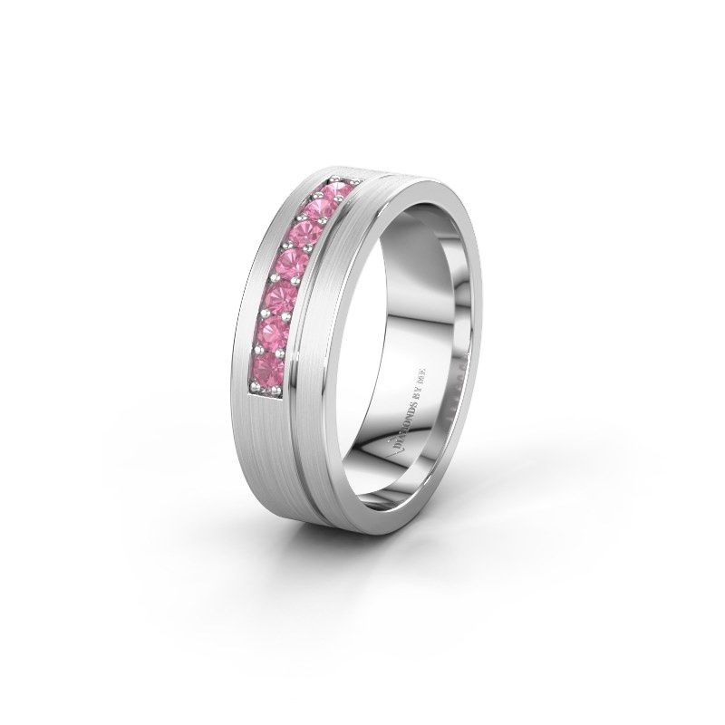 Image of Wedding ring WH0312L16AM<br/>950 platinum ±6x1.7 mm<br/>Pink sapphire
