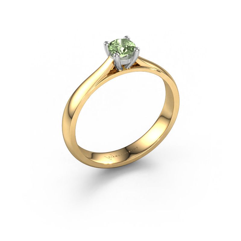 Engagement ring Sam 585 gold green lab grown diamond 4.2 mm