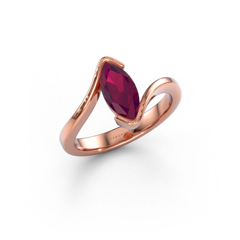 Engagement ring Eve 585 rose gold rhodolite 10x5 mm
