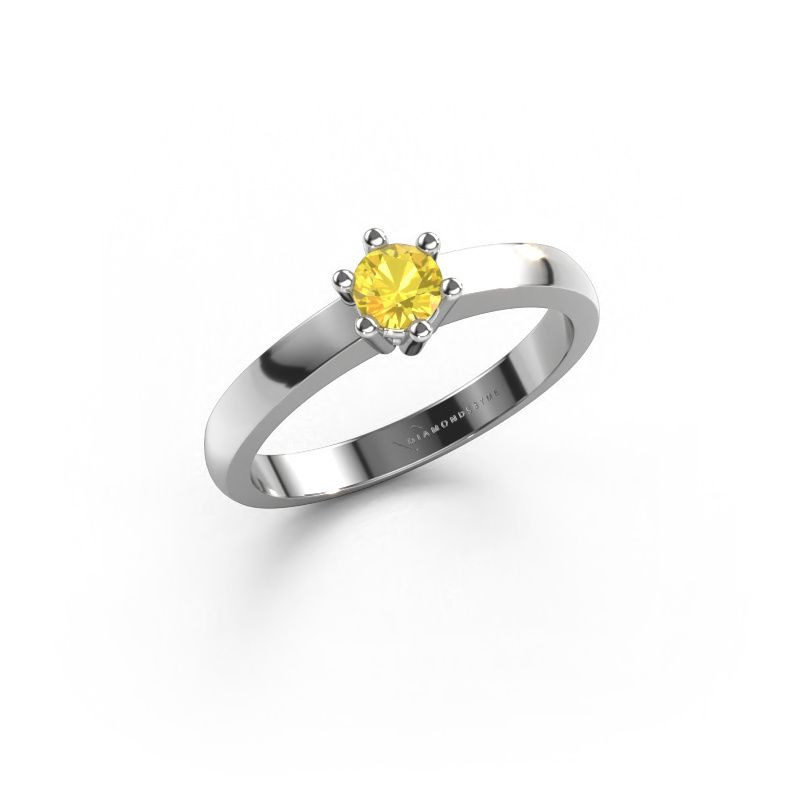 Verlobungsring Luna 1 585 Weißgold Gelb Saphir 3.7 mm