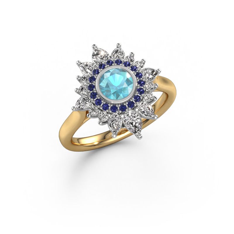 Verlobungsring Tianna 585 Gold Blau Topas 5 mm