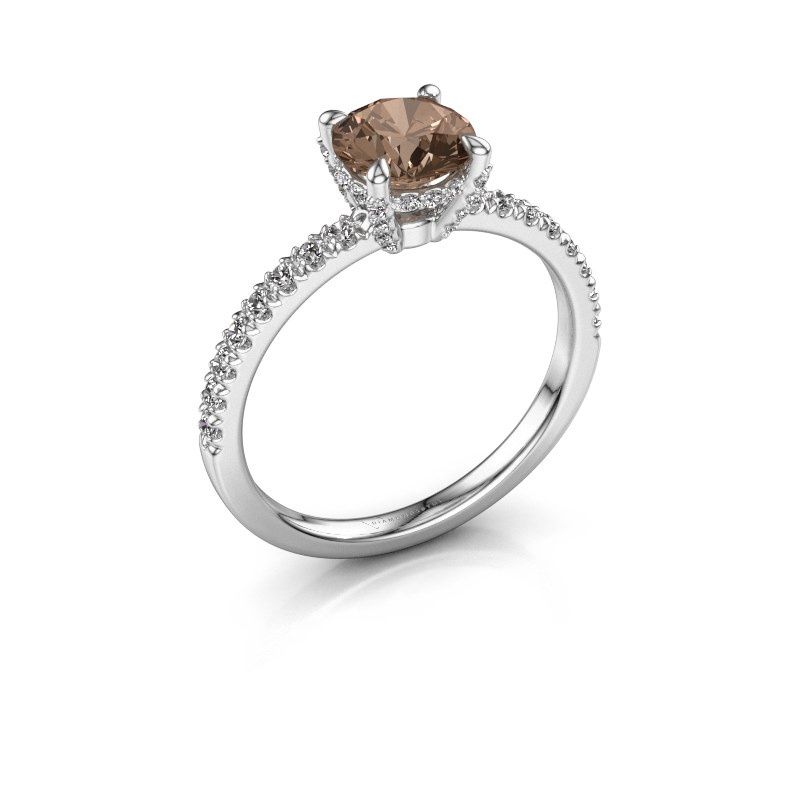 Image of Engagement ring saskia rnd 1<br/>585 white gold<br/>brown diamond 1.364 crt