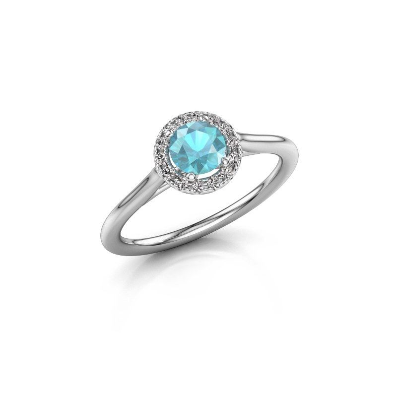 Image of Engagement ring seline rnd 1<br/>585 white gold<br/>Blue topaz 5 mm