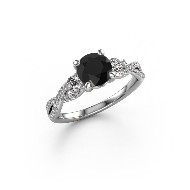 Engagement ring Marilou RND 585 white gold black diamond 1.66 crt