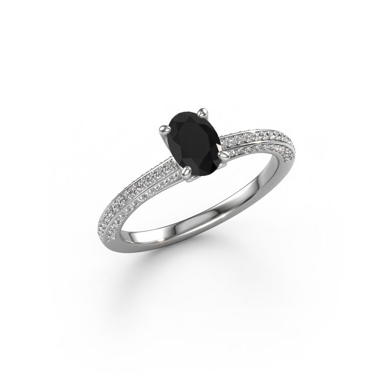 Verlovingsring Elenore ovl 950 platina zwarte diamant 0.78 crt