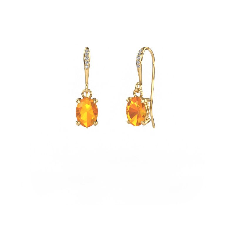 Drop earrings Laurie OVL 2 585 gold citrin 7x5 mm