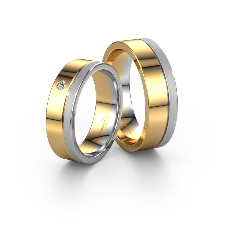 Alliances set WH0301LM16APM ±6x1.7 mm 14 Carat or jaune diamant 0.03 crt