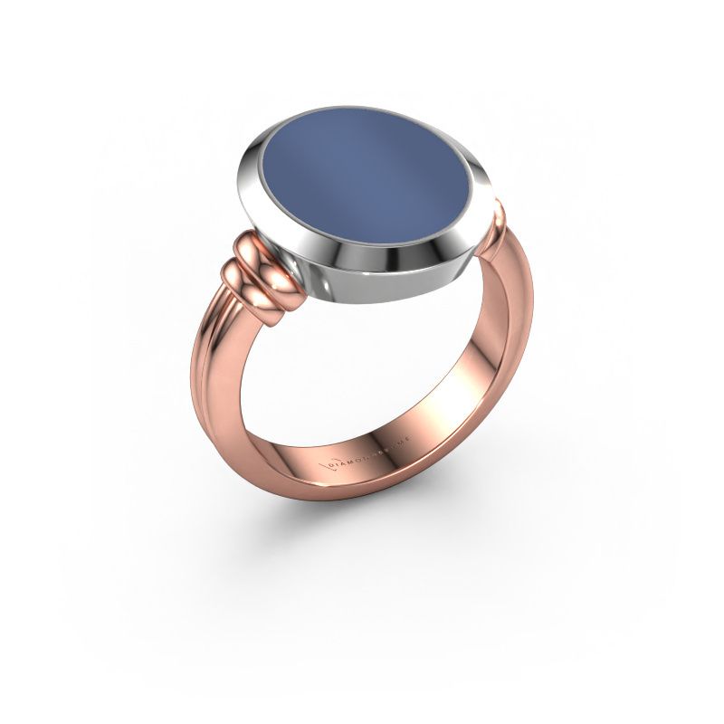 Siegelring Jake 3 585 Roségold Blau Lagenstein 15x12 mm