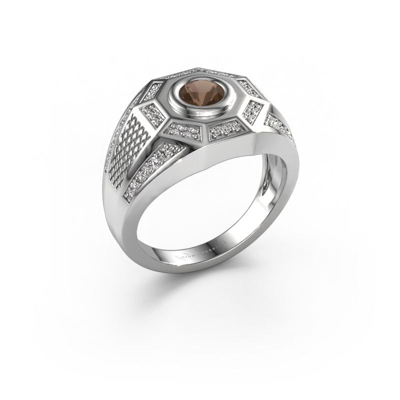 Herrenring Enzo 950 Platin Rauchquarz 5 mm