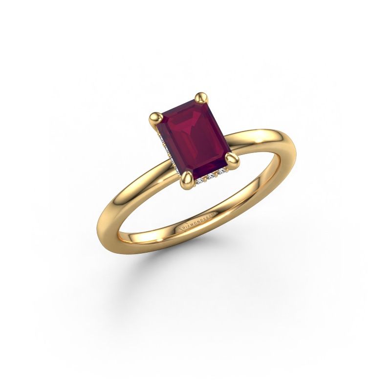 Verlovingsring Simone EME 2 585 goud rhodoliet 7x5 mm