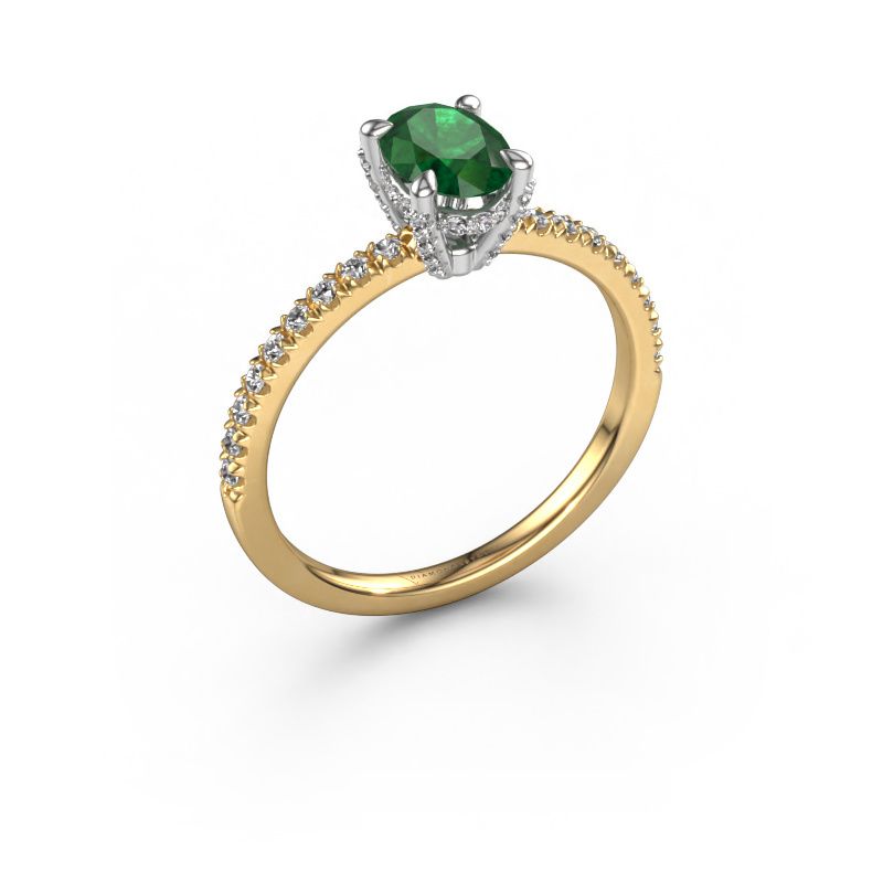 Engagement ring Saskia 1 OVL 585 gold emerald 7x5 mm