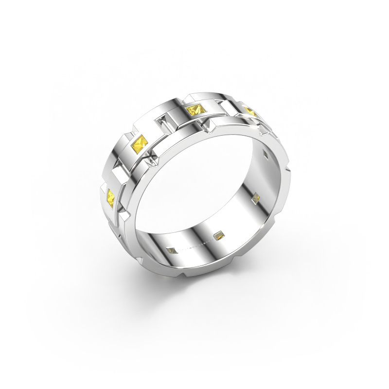 Bague pour homme Ricardo 2 950 platine saphir jaune 2 mm