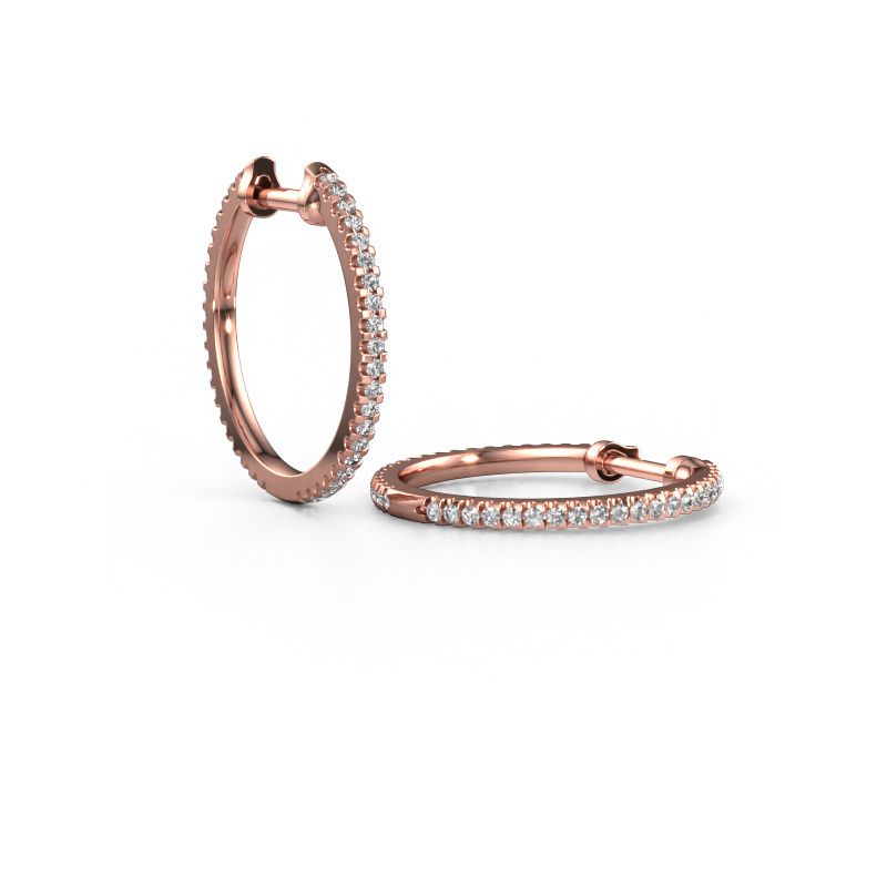 Hoop earrings Jackie 15 mm A 585 rose gold diamond 0.42 crt