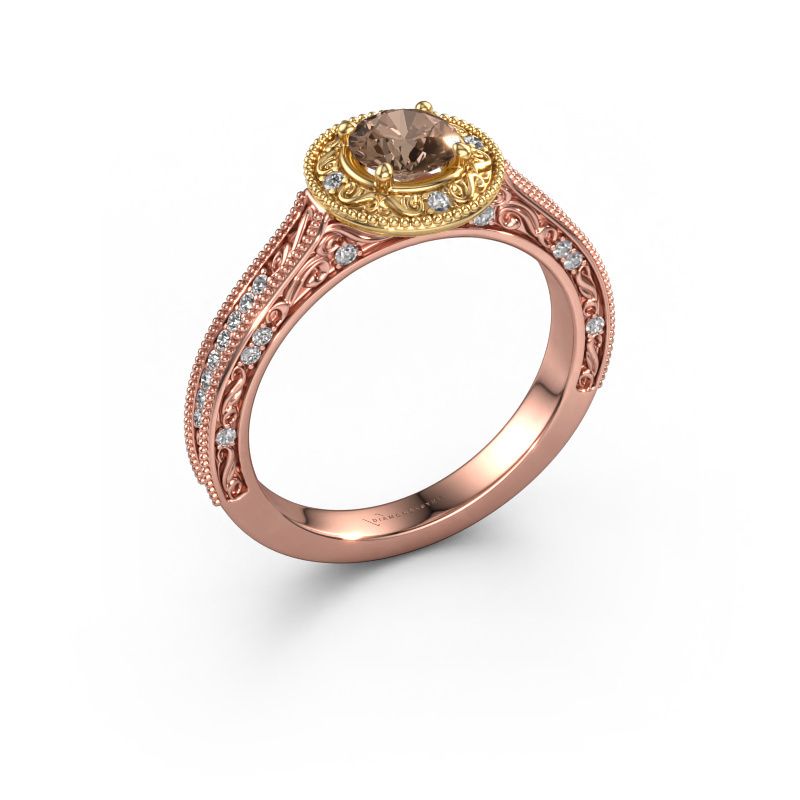 Engagement ring Alice RND 585 rose gold brown diamond 0.68 crt
