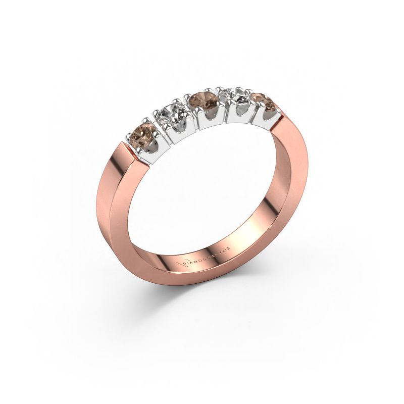 Ring Dana 5 585 rosé goud bruine diamant 0.50 crt