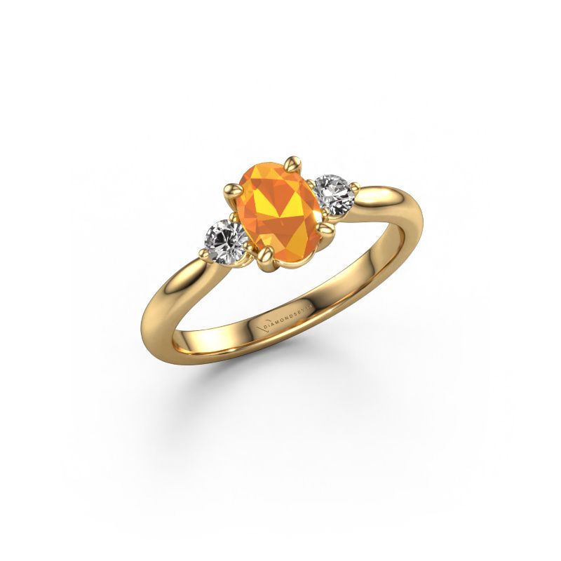 Verlobungsring Lieselot OVL 585 Gold Citrin 7x5 mm