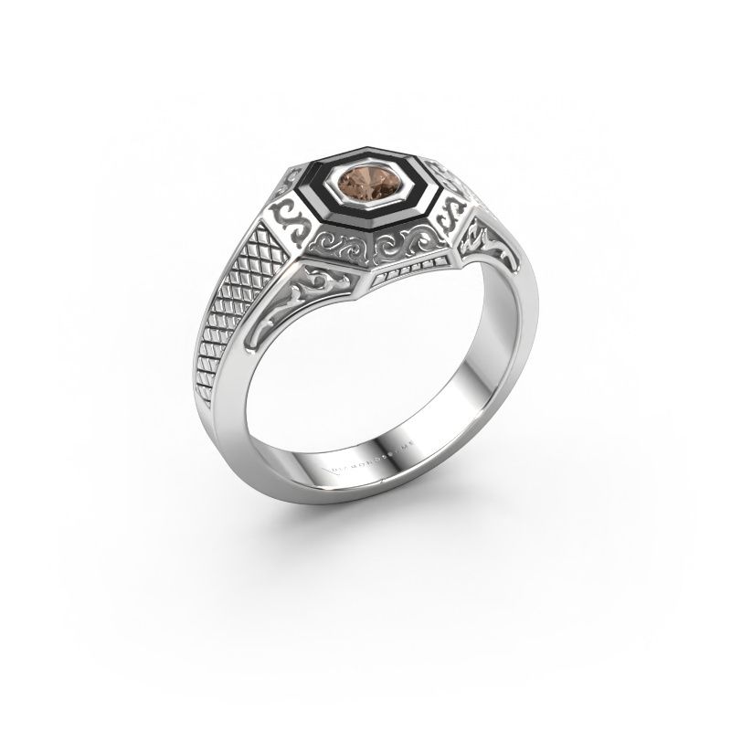 Herrenring Dion 585 Weißgold Braun Diamant 0.25 crt
